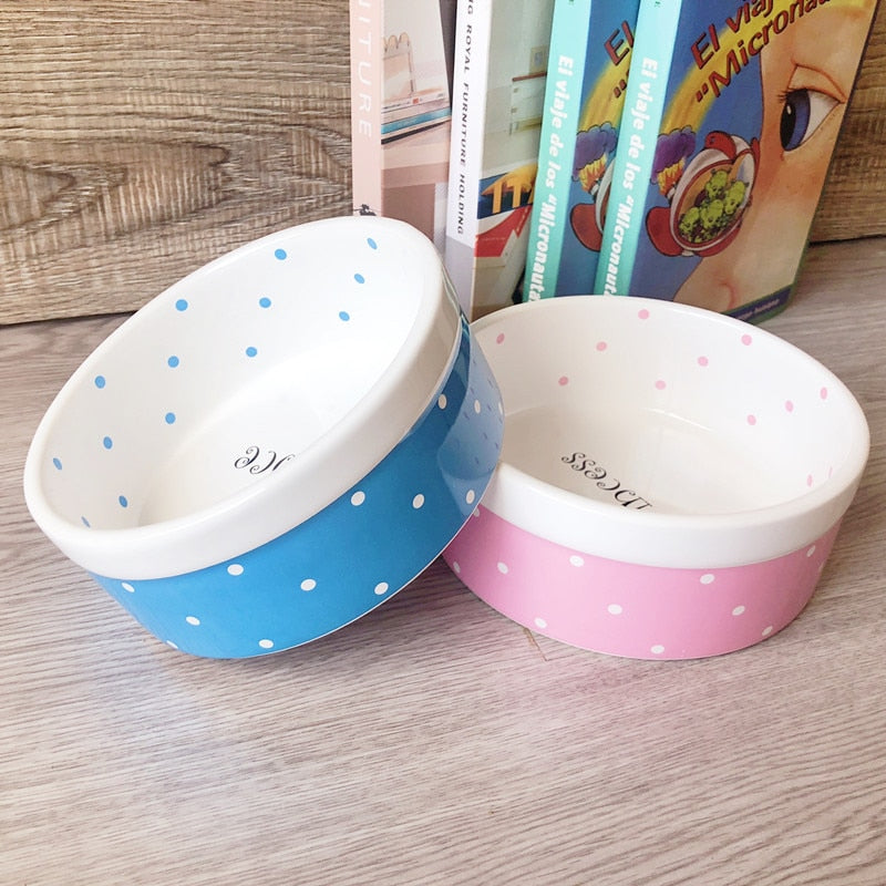 Keramiknapf mit Punkte-Design – 15×6 cm, Blau & Pink