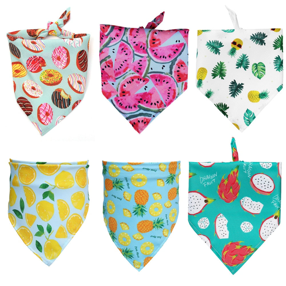 Hunde-Bandana mit Frucht-Motiv – Baumwolle, 6 Designs, 2 Größen