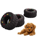 Mini Reifen-Kauspielzeug – quietschend, Leckerli-Fach, Gummi, 8×4cm