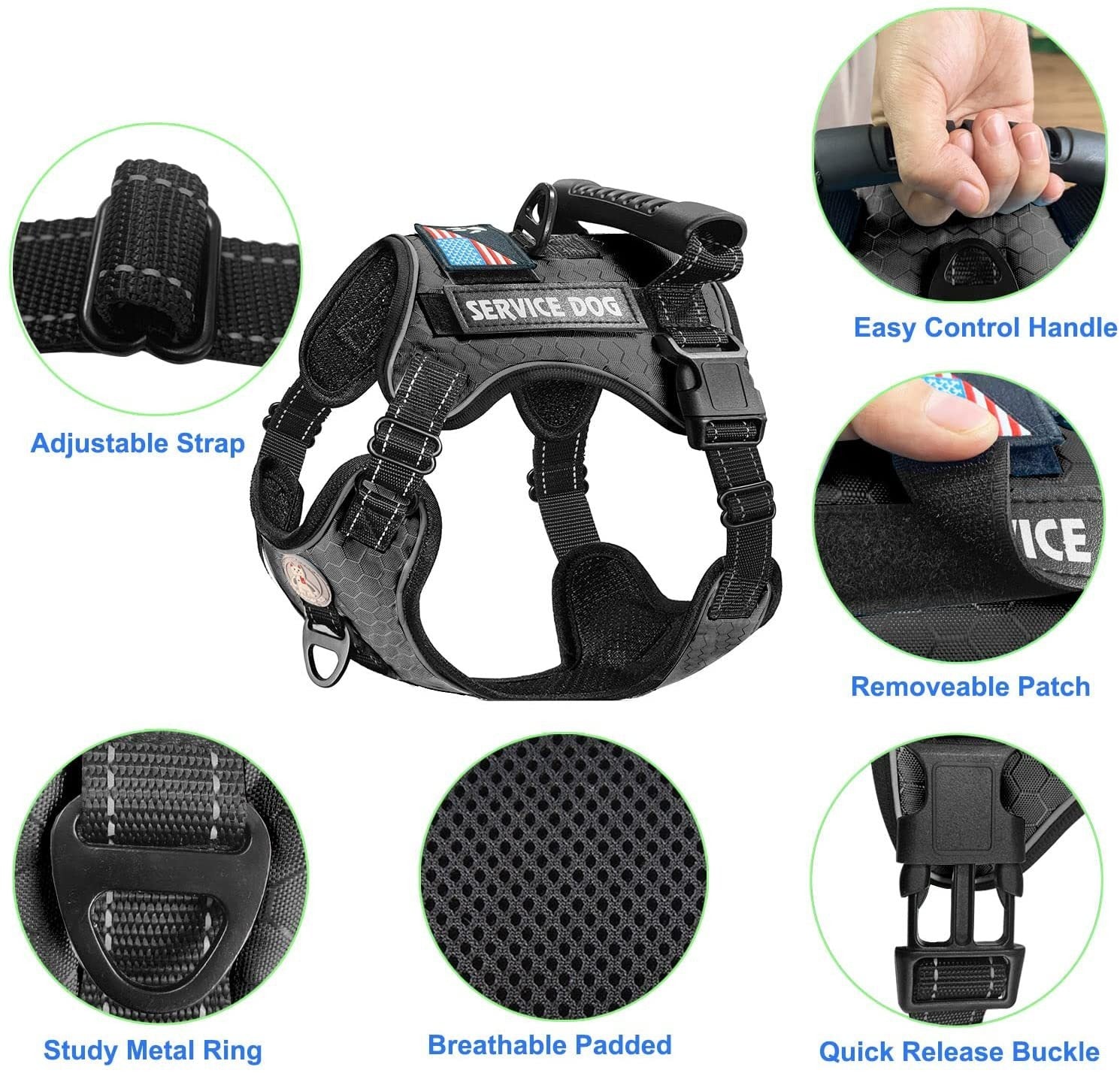 Reflektierendes Hundegeschirr mit Leine – stoßdämpfend, XS–XL