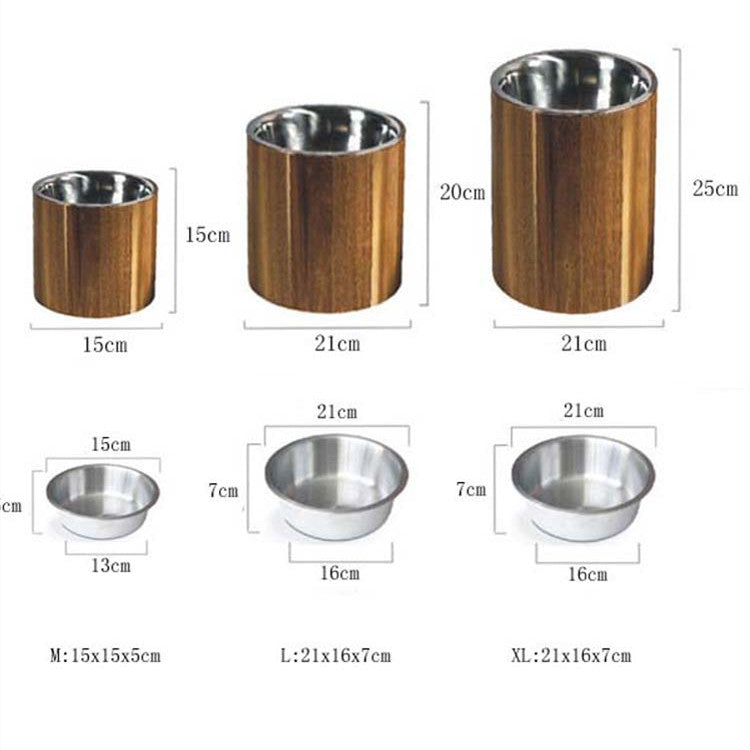 Premium Hundenapf-Set mit Holzständer – Akazienholz, Porzellan oder Edelstahl, in M-XL