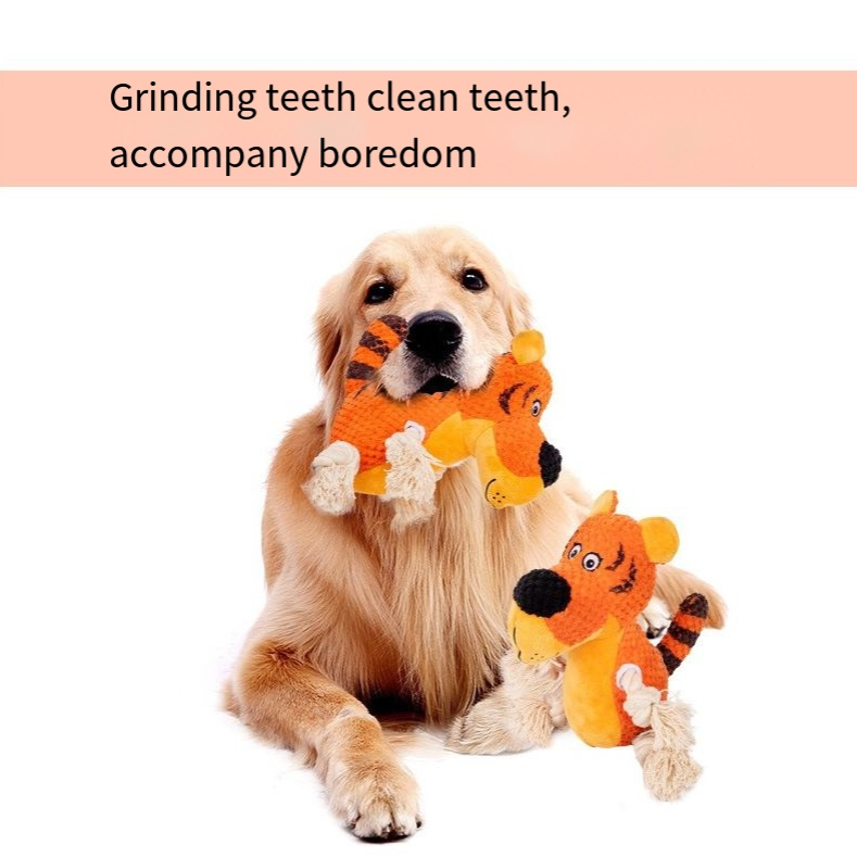 Quietsch-Plüschspielzeug für Hunde & Katzen – Dschungel-Tiger, 23 cm