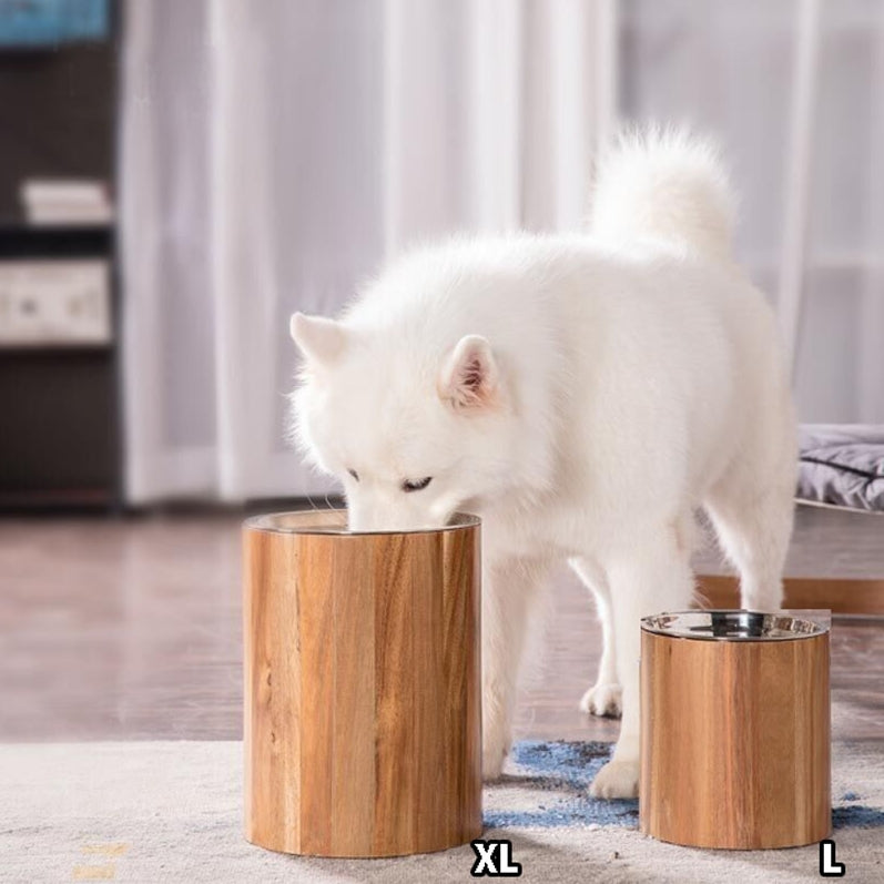 Premium Hundenapf-Set mit Holzständer – Akazienholz, Porzellan oder Edelstahl, in M-XL