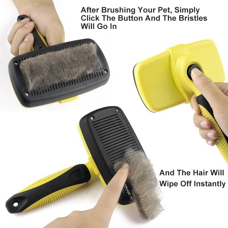 Selbstreinigender Slicker-Brush für Hunde – Fellpflege & Enthaaren | 1-Knopf-Reinigung | One Size