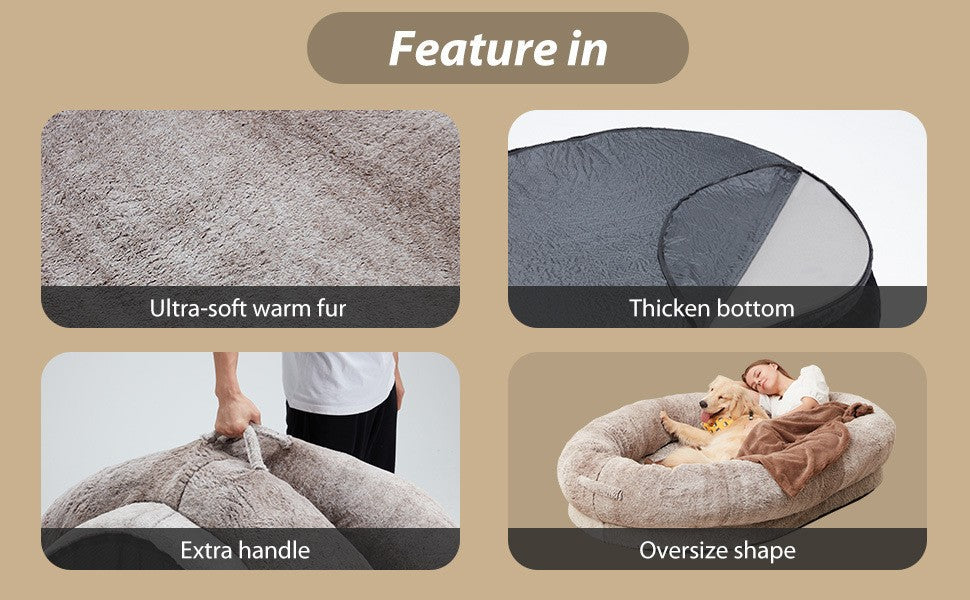 XXL Hundebett in Menschengröße – Riesiges Hundebett aus Stoff | 2 Farben | 6 Größen