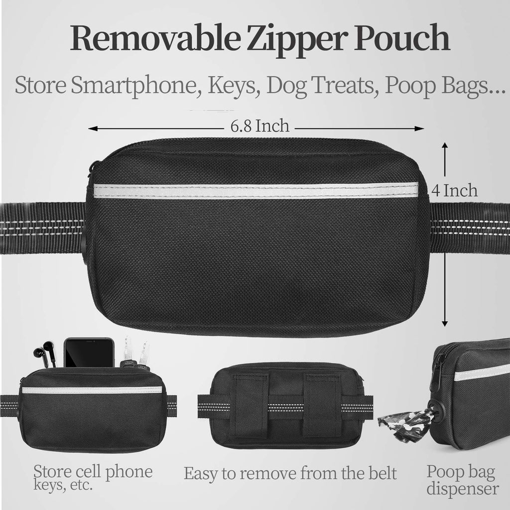 Hands-Free Hundeleine Nylon – Doppelgriff gepolstert, ideal für Joggen & Spaziergang, Schwarz