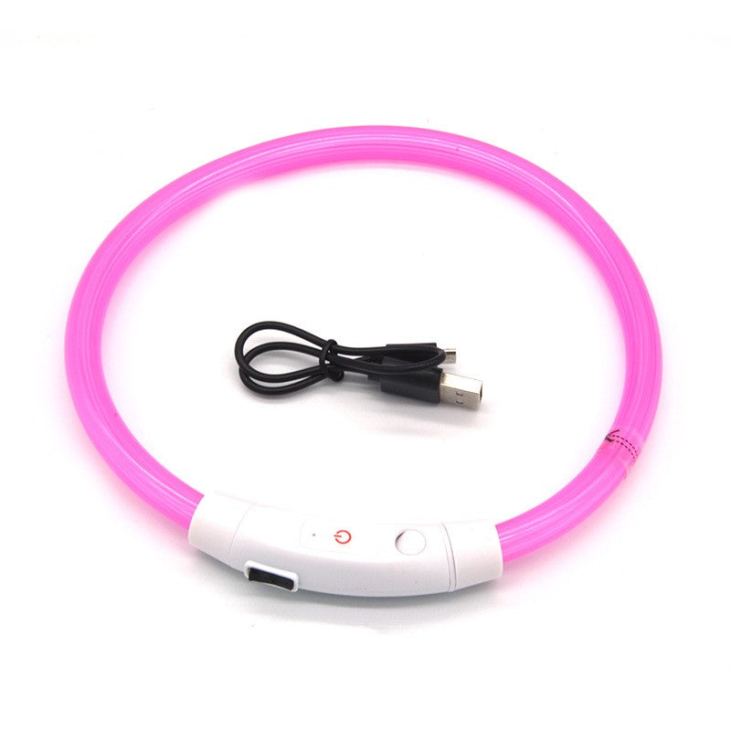 LED Leuchthalsband für Hunde – USB-aufladbar | Glasfaser oder LED-Perlen | 8 Farben | S–L