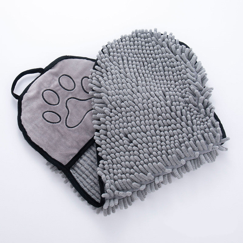 Chenille-Handtuch für Hunde & Katzen – superabsorbierend, Doppeltaschen & schnelltrocknend