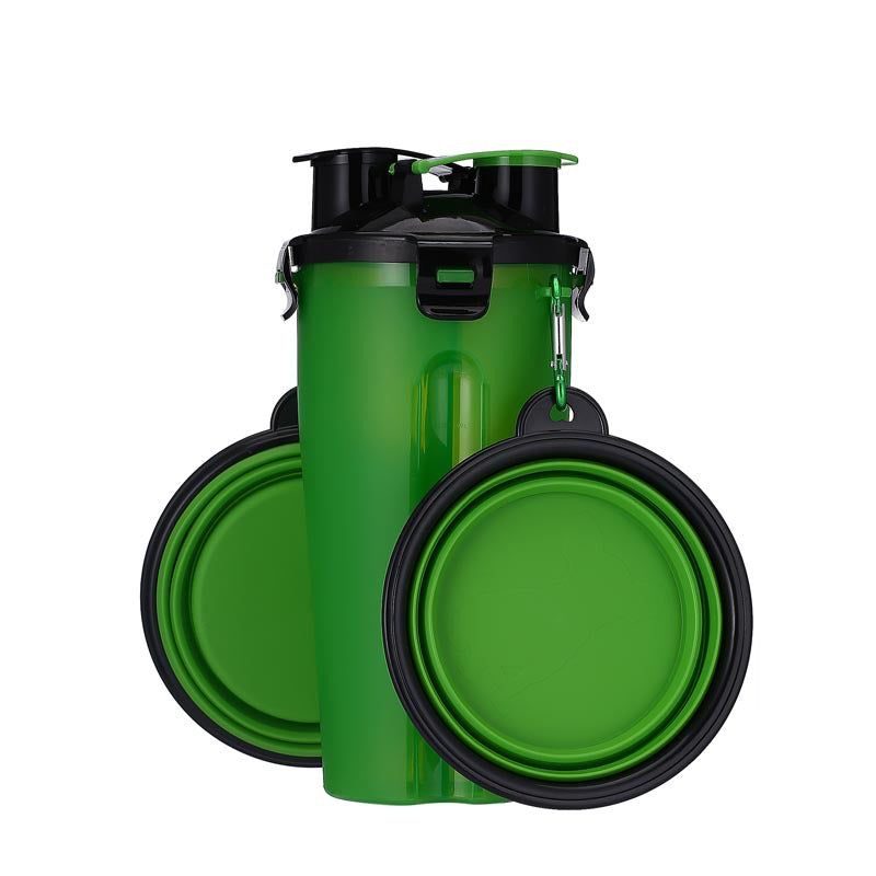 2-in-1 Reisenapf & Trinkflasche für Hunde – 350ml Wasser + 250g Futter, 8 Farben