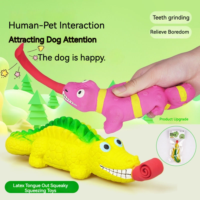 Latex-Quietschspielzeug für Hunde – Krokodil & Eidechse mit Zunge