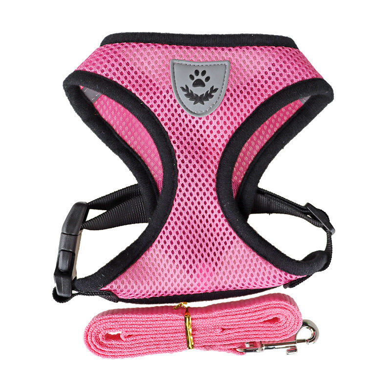 Hundegeschirr im Unterhemd-Stil mit Leine – Polyester, 8 Farben, S–XL
