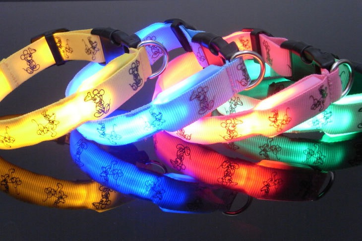 LED Leuchthalsband für Hunde – Cartoon-Design | 6 Farben | Batterie oder aufladbar