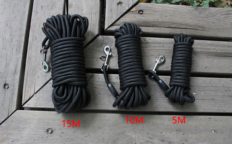 Schleppleine für Hunde – Nylon, schwarz, 5m / 10m / 15m