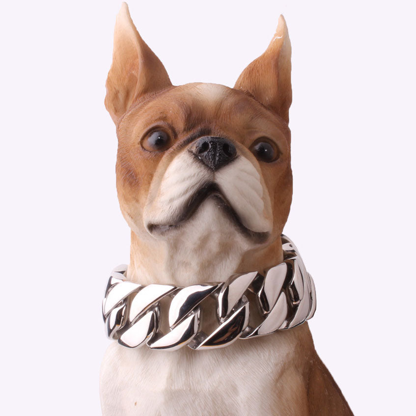 Edelstahl-Hundehalsband 32mm – Silber oder Gold, 40–70 cm