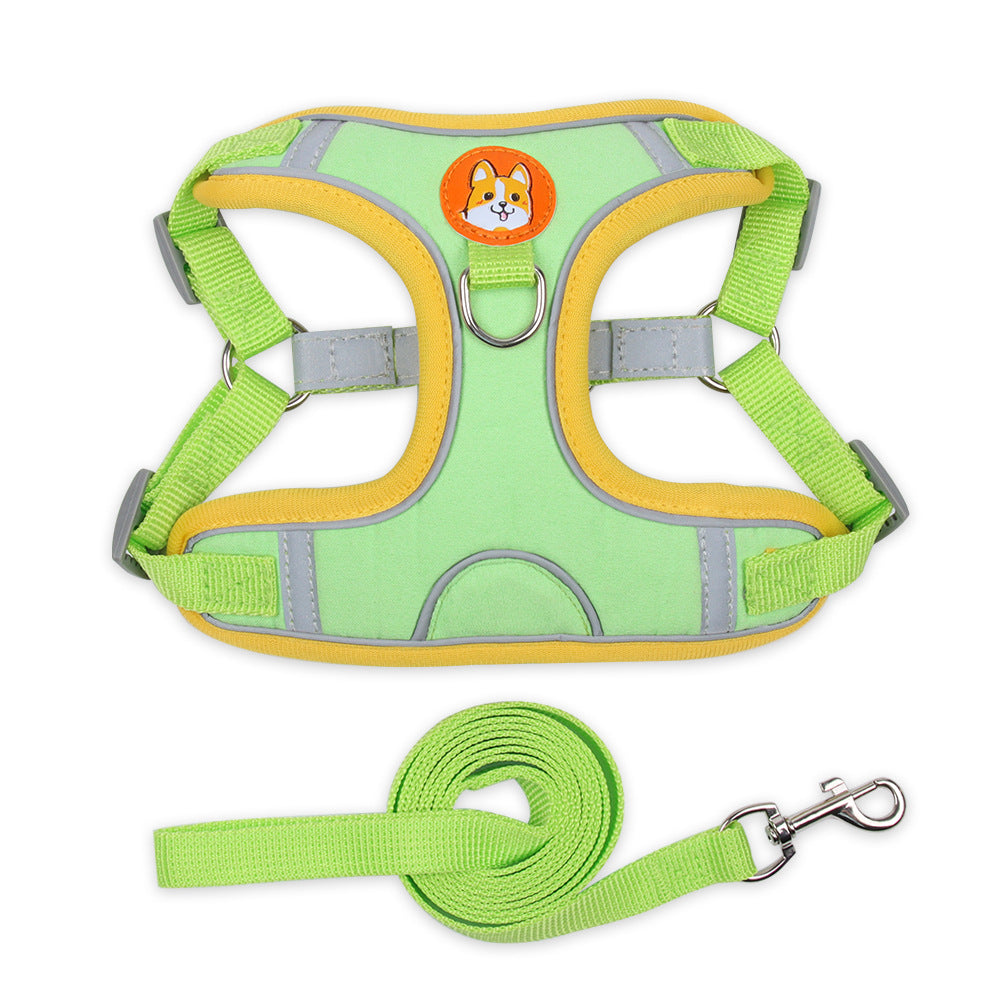 Hundegeschirr Weste aus Wildleder – Reflektierend, mit Leine, S–XL