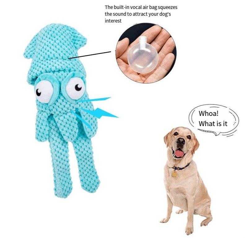 Plüsch-Quietschspielzeug Tintenfisch für Hunde – Zahnreinigung, 33 cm