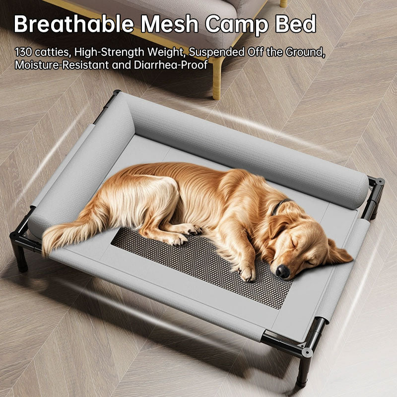 Erhöhtes Netz-Hundebett mit Kissen – atmungsaktiv, abnehmbar & waschbar, M & L, 3 Farben