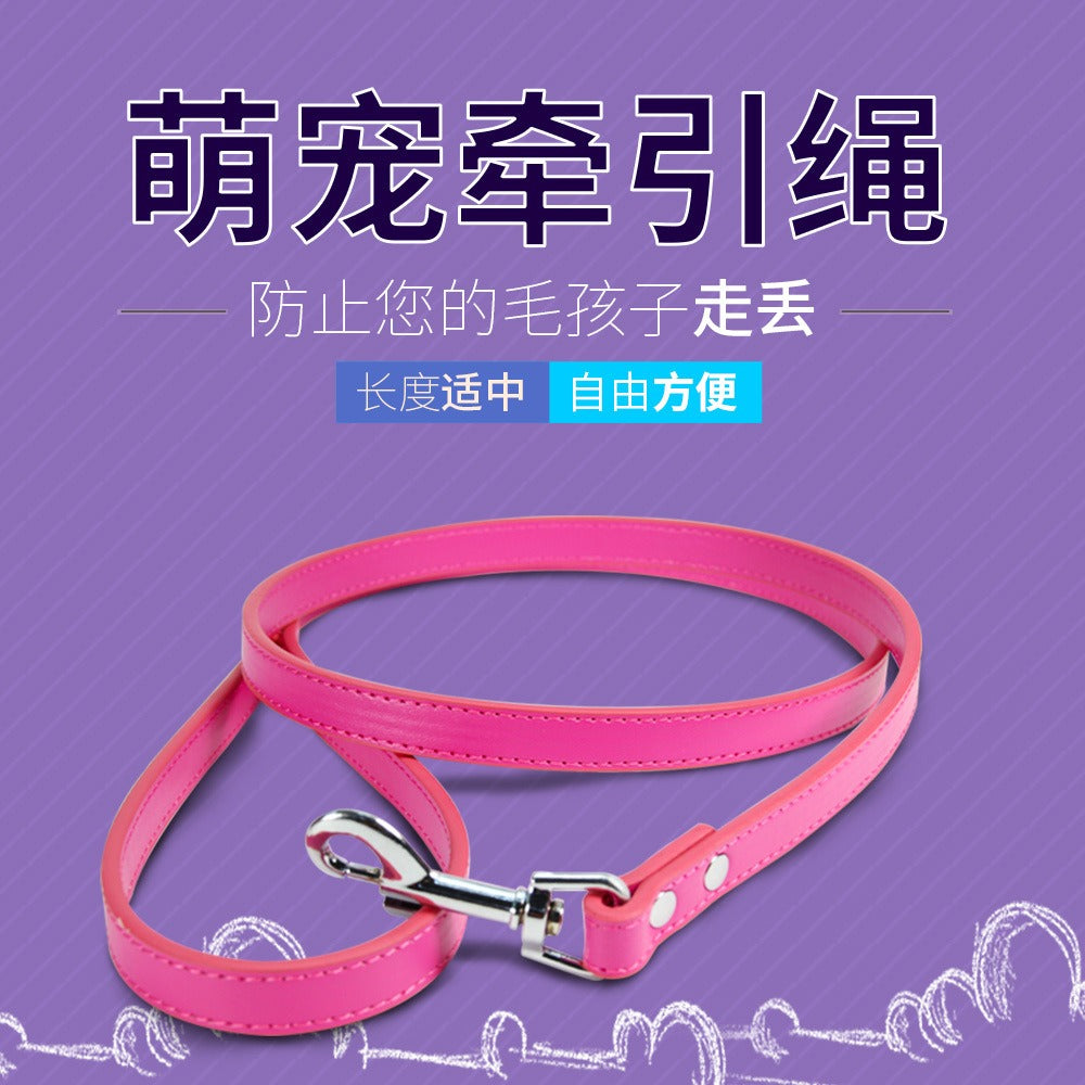 PU-Leder Hundeleine – 16 Farben, 1,0 / 1,5 / 2,0 cm x 120 cm, für Hunde & Katzen