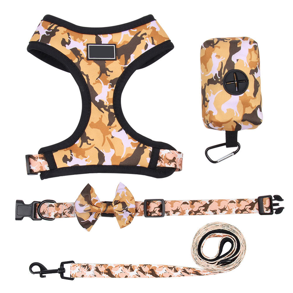 Hundegeschirr im Tarnmuster – 4-teiliges Set mit Leine | S–XL | 4 Farben