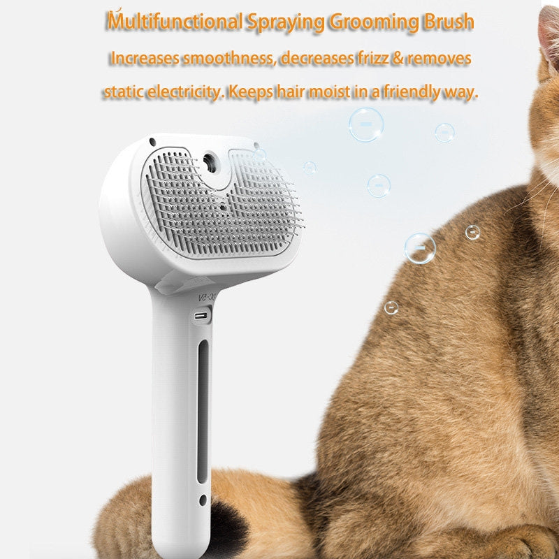 Selbstreinigender Fellbürsten-Kamm für Hunde – USB, Sprühnebel & Knoten-Löser