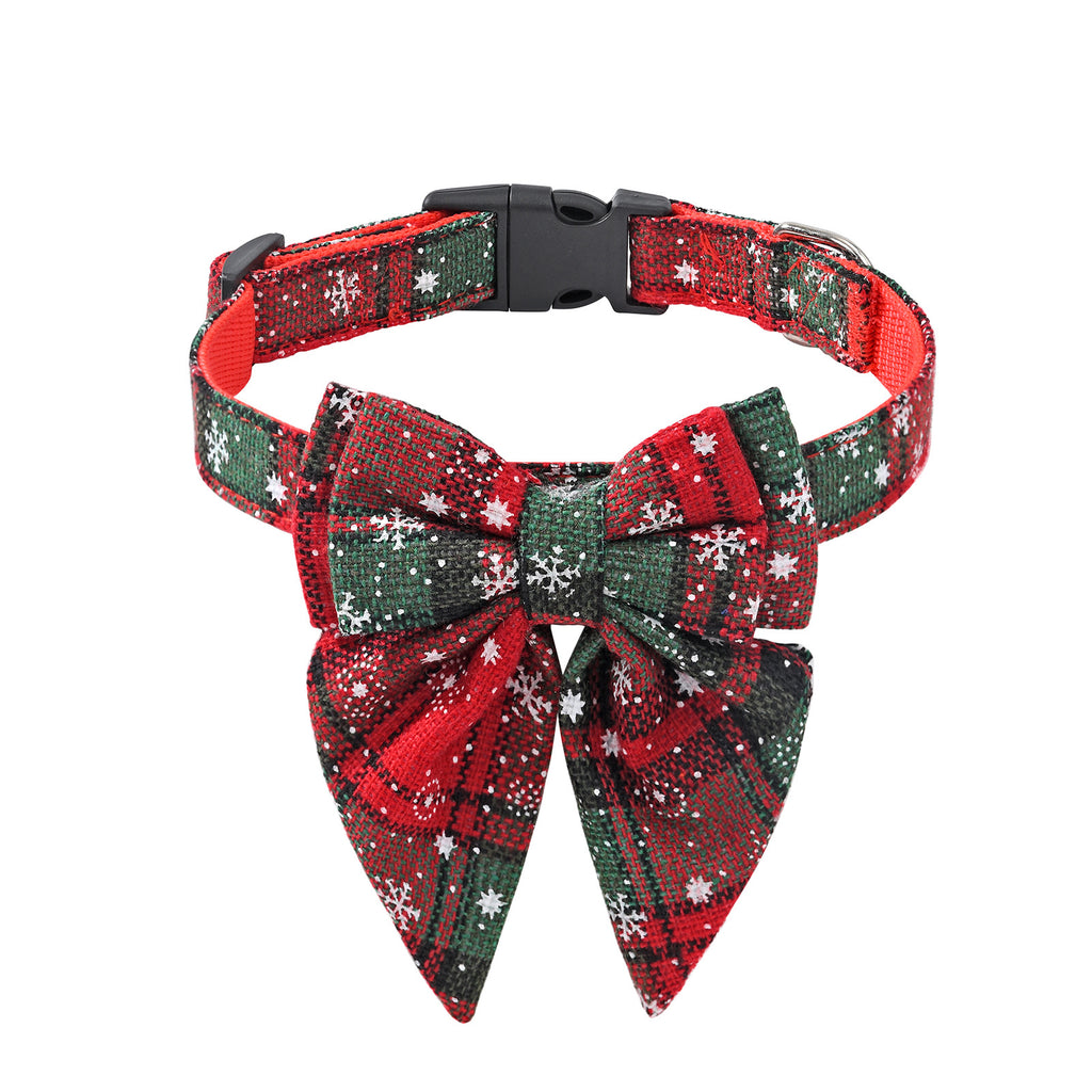 Weihnachts-Hundehalsband Schneeflocke mit Schleife | 3 Farben | S–L