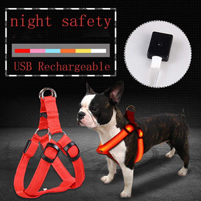 LED-Brustgeschirr für Hunde & Katzen – leuchtend, XS–XL, 8 Farben