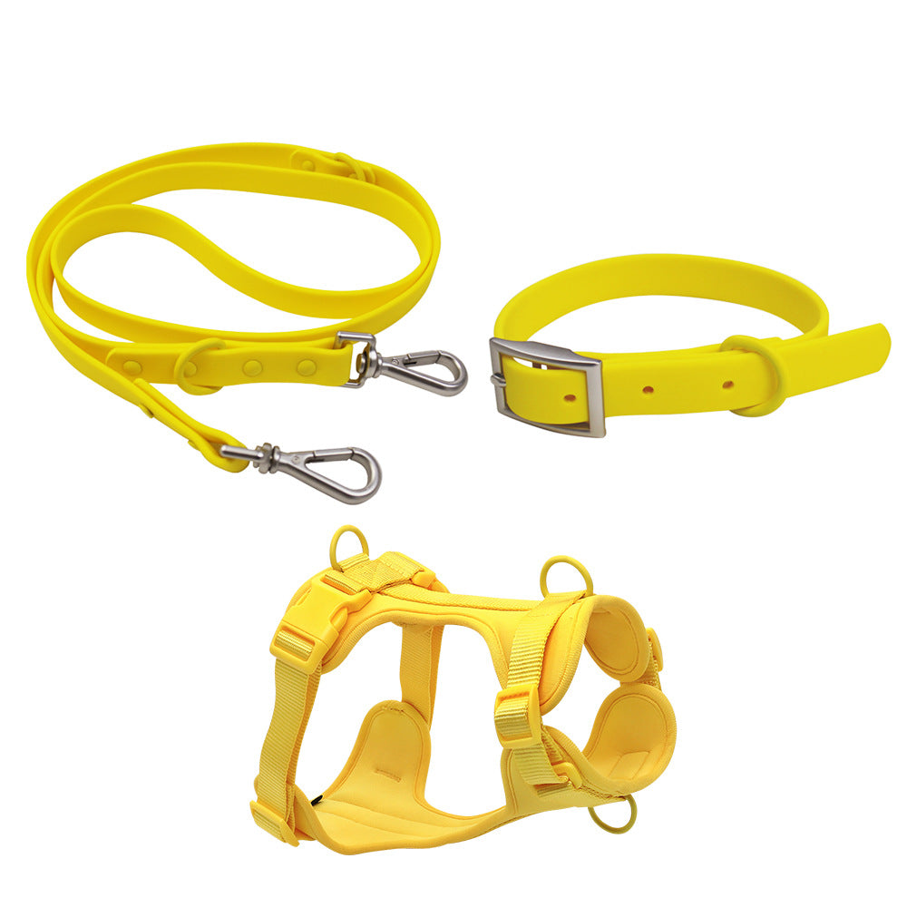 Wasserdichtes PVC Hundegeschirr Set – bissfest, 5 Farben, S/M/L, als Halsband, Leine oder Brustgeschirr