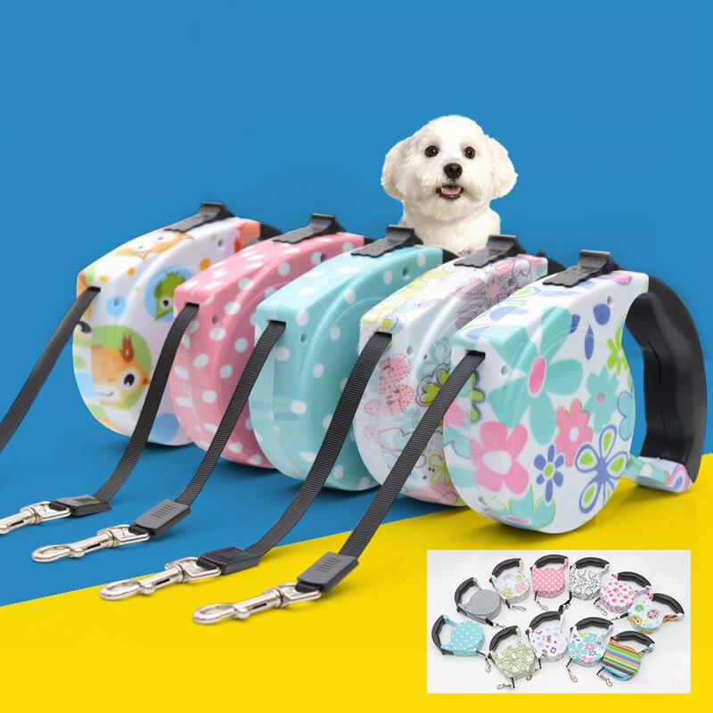 Einziehbare Hundeleine 5 m – automatisch, 8 Muster für kleine & mittlere Hunde