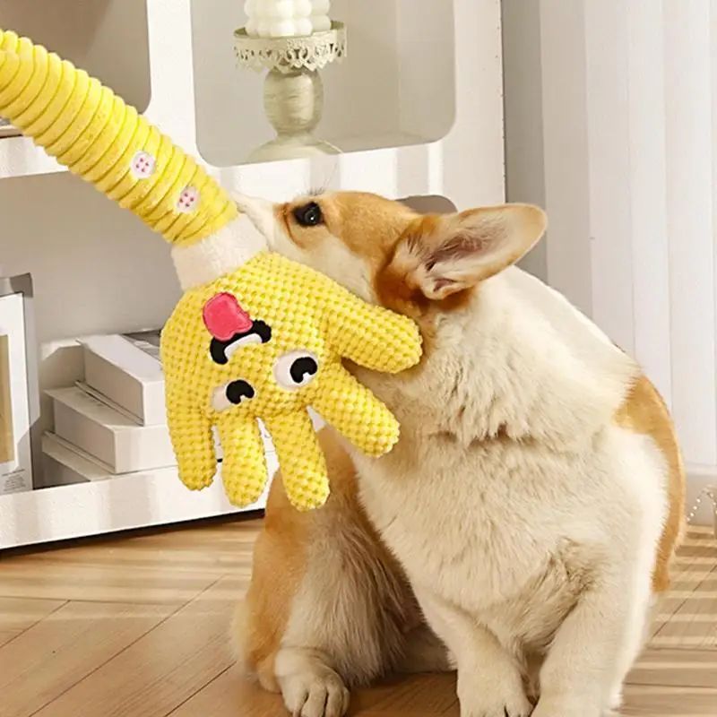 Plüsch Quietschspielzeug Hund – Hand-Design, bissfest (Gelb)