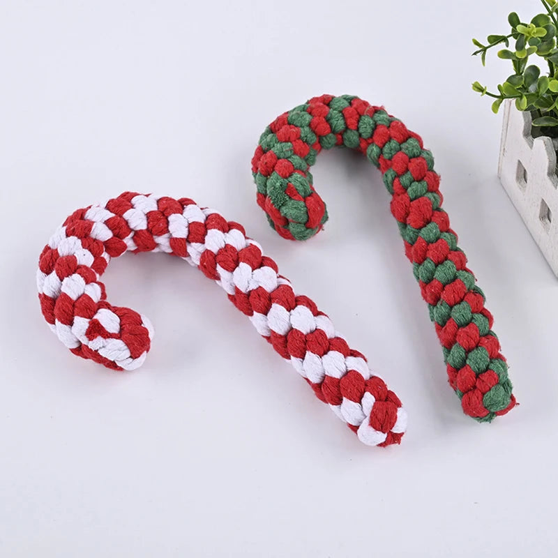 Weihnachts-Spazierstock Hundespielzeug – Baumwollseil | Zahnpflege | 20 cm