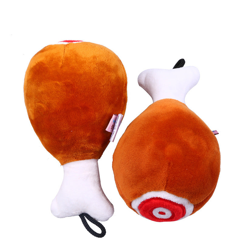 Plüsch-Hähnchenschenkel – Quietsch- & Kau-Spielzeug für Hunde, 16 cm