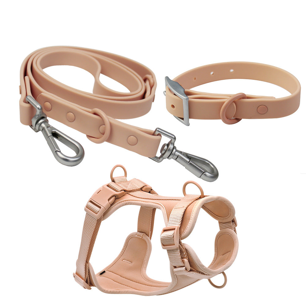 Wasserdichtes PVC Hundegeschirr Set – bissfest, 5 Farben, S/M/L, als Halsband, Leine oder Brustgeschirr