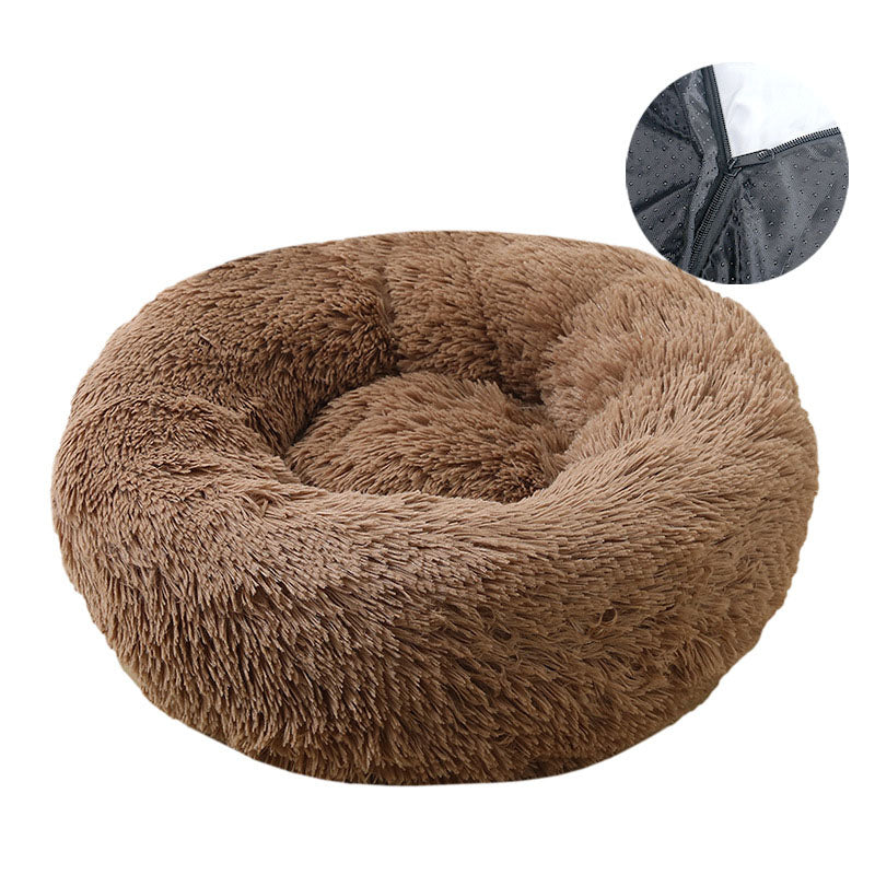 Rundes Plüsch-Hundebett – abnehmbar & waschbar, 6 Farben, Ø 50 bis 100 cm