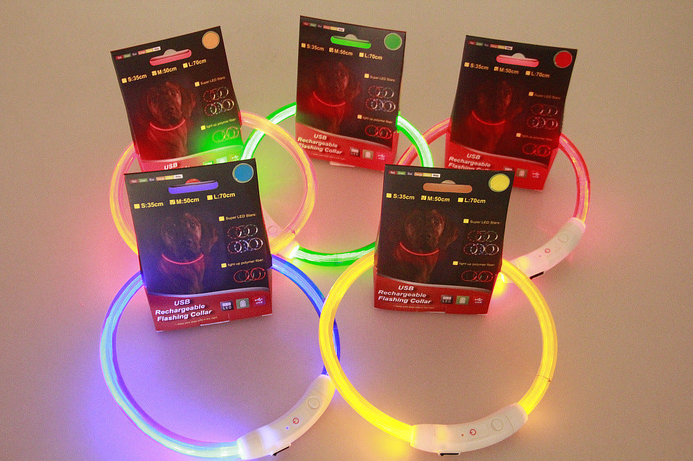 LED-Leuchthalsband für Hunde – USB-aufladbar, 8 Farben, 35–70 cm