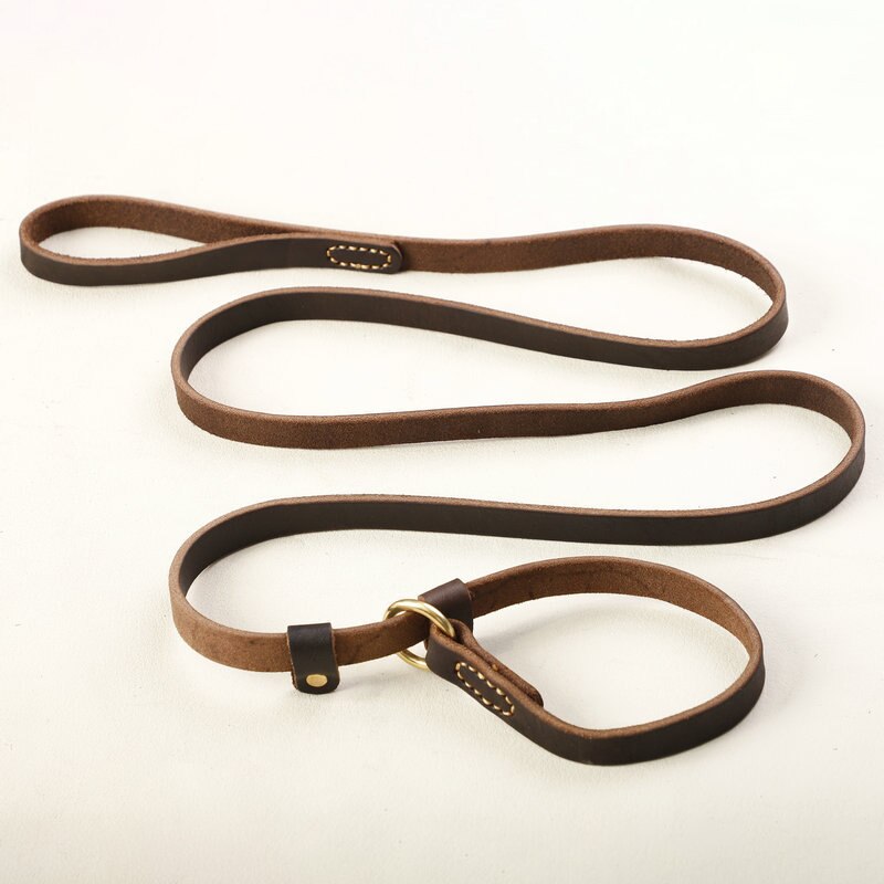 Echtleder-Hundeleine mit Slip-Collar – Braun, 180 cm