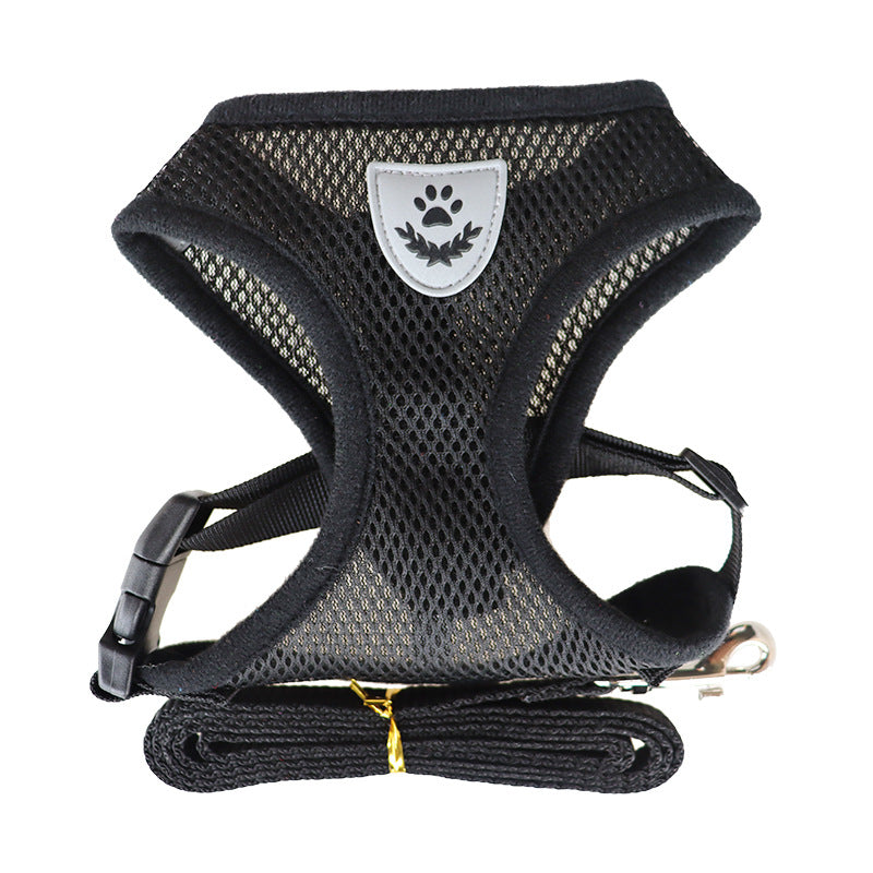 Hundegeschirr im Unterhemd-Stil mit Leine – Polyester, 8 Farben, S–XL