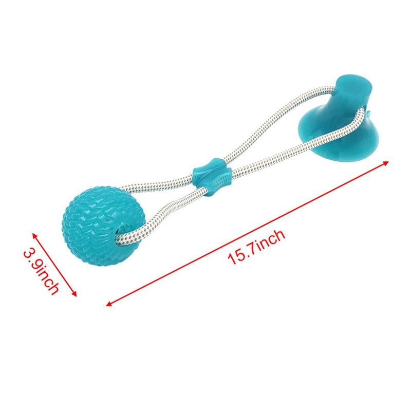 Saugnapf-Kauspielzeug mit TPR-Ball – interaktiv, Zahnreinigung, 3 Farben, 40×10cm