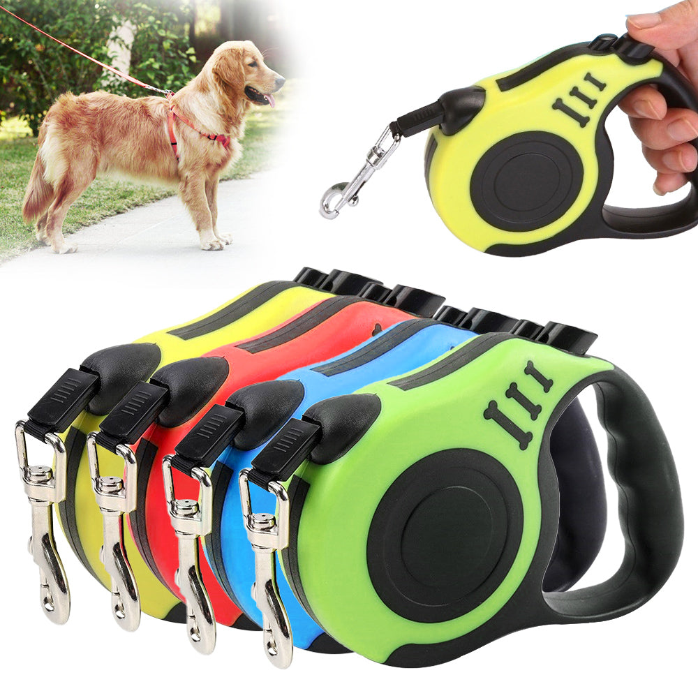 Automatische Einzieh-Hundeleine | 3M & 5M | ABS+Nylon | 7 Farben | Einhand-Bremse