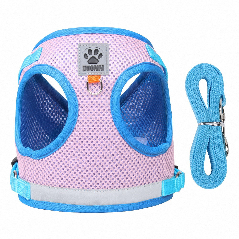 Hundegeschirr Weste mit Leine | Cord besticktes Design | 4 Farben | XS–XL