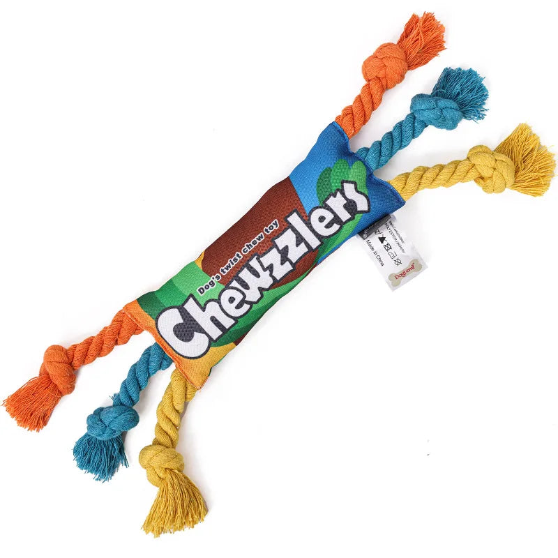 Baumwollseil Knotenspielzeug für Hunde – Regenbogenfarben | Zahnpflege & Kauen | 41 cm