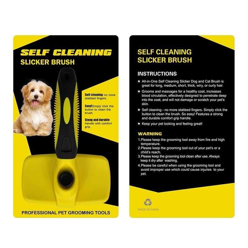 Selbstreinigender Slicker-Brush für Hunde – Fellpflege & Enthaaren | 1-Knopf-Reinigung | One Size