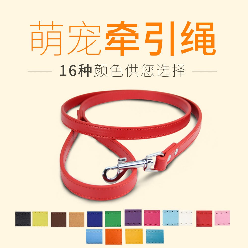 PU-Leder Hundeleine – 16 Farben, 1,0 / 1,5 / 2,0 cm x 120 cm, für Hunde & Katzen