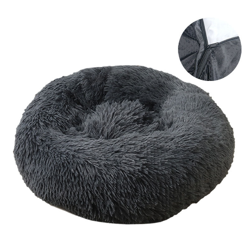 Rundes Plüsch-Hundebett – abnehmbar & waschbar, 6 Farben, Ø 50 bis 100 cm
