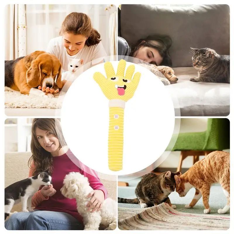Plüsch Quietschspielzeug Hund – Hand-Design, bissfest (Gelb)