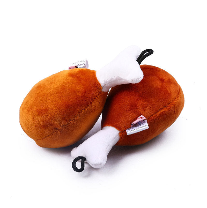 Plüsch-Hähnchenschenkel – Quietsch- & Kau-Spielzeug für Hunde, 16 cm