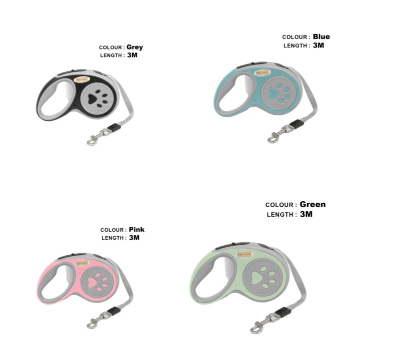 Einziehbare Hundeleine aus Nylon – 3m oder 5m, 360° knickfrei & Einhand-Bremse