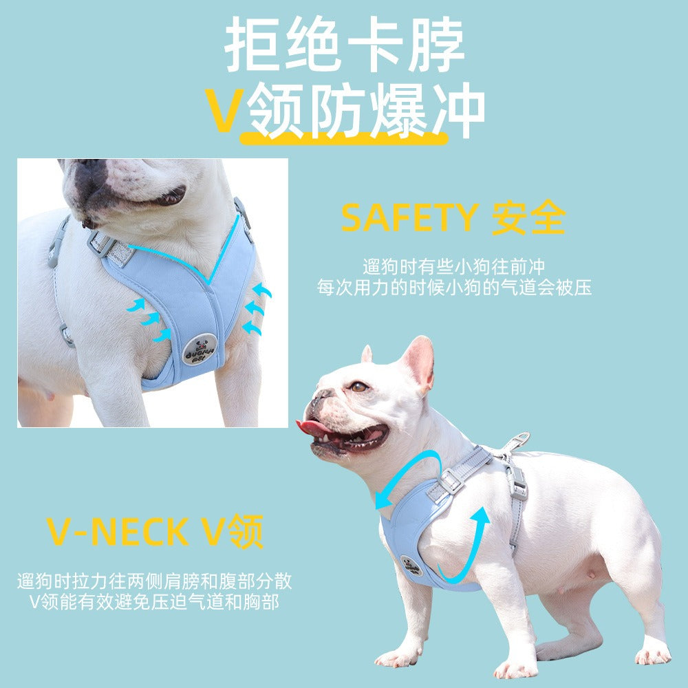 Atmungsaktives Hundegeschirr Weste mit Leine – reflektierend, 4 Farben, S–L