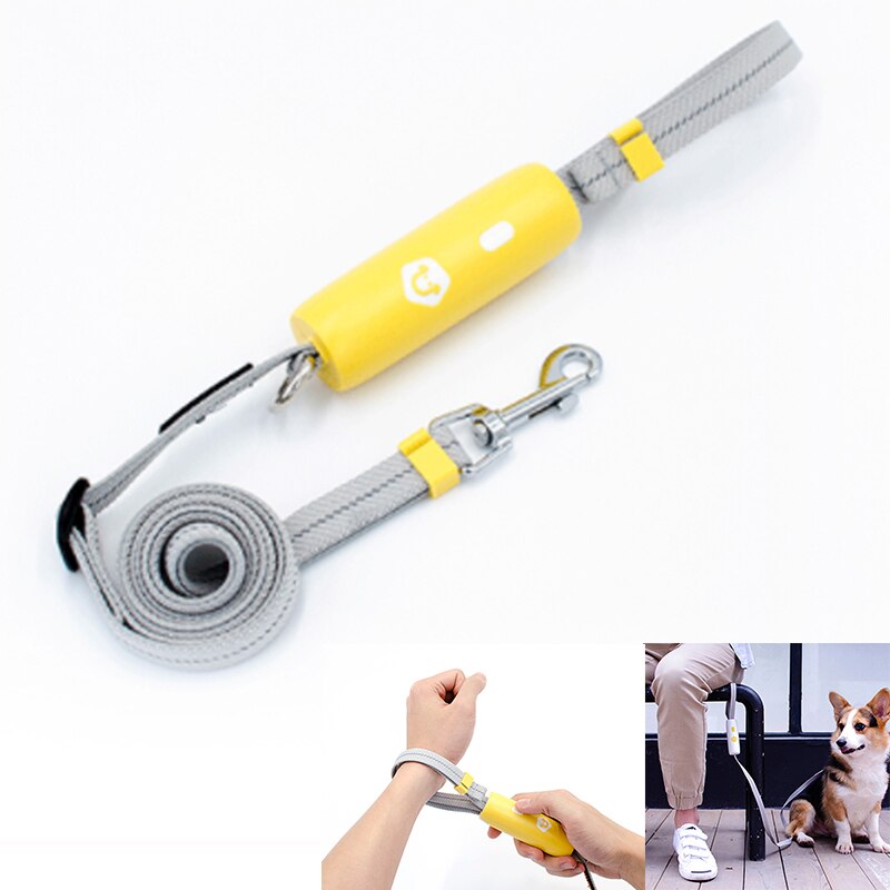 Reflektierende Hundeleine elastisch – verstellbar 95-160 cm, für Hunde bis 30 kg, Weiß & Gelb