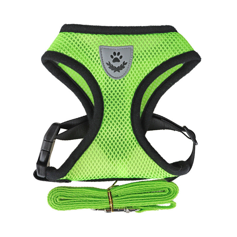Hundegeschirr im Unterhemd-Stil mit Leine – Polyester, 8 Farben, S–XL