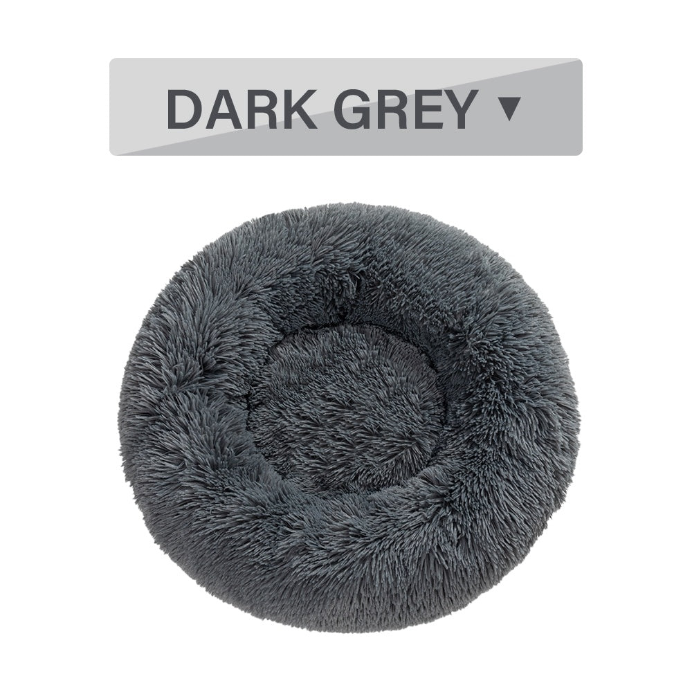 Flauschiges Donut-Hundebett – Luxus-Langflor-Plüsch, 11 Farben, S–XL
